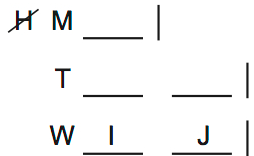 LSAT 68 Game 2 Question 8 Diagram 1 LSAT 68 Game 2 Question 8 Diagram 1
