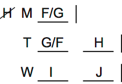 LSAT 68 Game 2, Question 8, Diagram 3 LSAT 68 Game 2, Question 8, Diagram 3