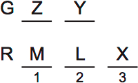 LSAT PrepTest 73, Game 2, Question 13, Diagram 1 LSAT PrepTest 73, Game 2, Question 13, Diagram 1