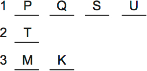 LSAT Preptest 66, Game 3, Question 14, diagram 5 LSAT Preptest 66, Game 3, Question 14, diagram 5