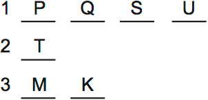 LSAT Preptest 66, Game 3, Question 15, diagram 1 LSAT Preptest 66, Game 3, Question 15, diagram 1