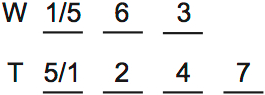 LSAT PrepTest 29, Game 1, Question 3, Diagram 1 LSAT PrepTest 29, Game 1, Question 3, Diagram 1