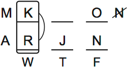 LSAT Preptest 66, Game 1, Question 5, diagram 1 LSAT Preptest 66, Game 1, Question 5, diagram 1
